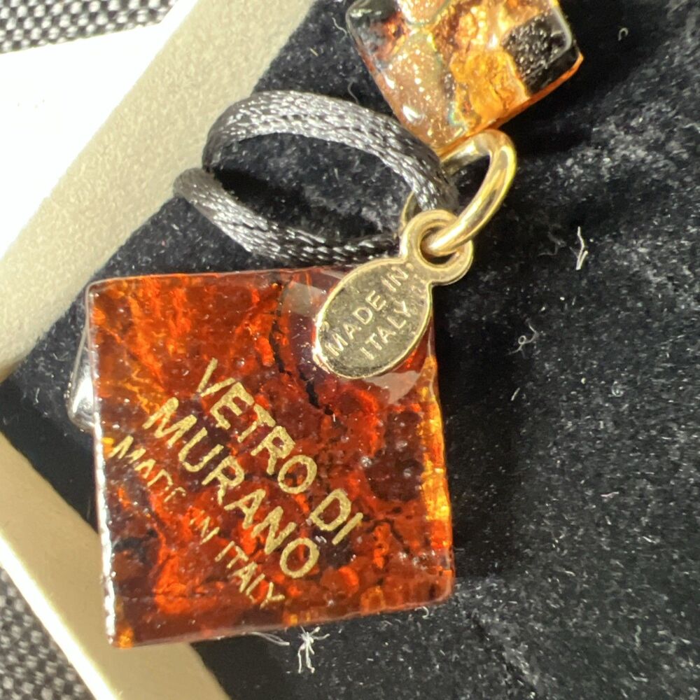 Vetro Di Murano Italy Murano Glass Egitor Pendant Necklace Earring Set NEW - Picture 3 of 6